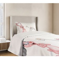 Rabbits Wedding Bedspread Set