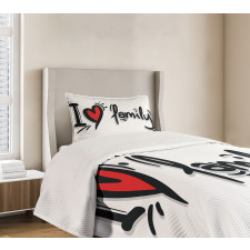 I Heart Family Pictogram Bedspread Set