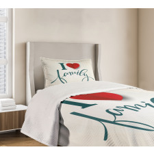 Love and Family Heart Bedspread Set