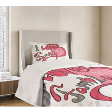 I Love Family Hearts Swirl Bedspread Set
