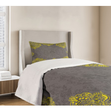 Yellow Grey Florals Bedspread Set