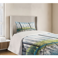 Skyscrapers City Scenery Bedspread Set