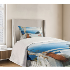 Sunset Santorini Island Bedspread Set