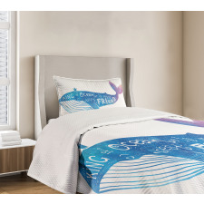 Watercolor Abstract Words Bedspread Set