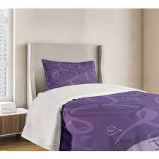 Indigo Purple Hearts Bedspread Set