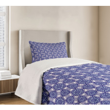 Indigo Floral Geometric Bedspread Set