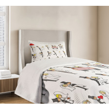 Cartoon Couple Funny Bedspread Set