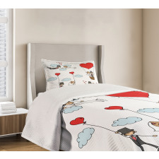 Newlyweds Caricature Bedspread Set