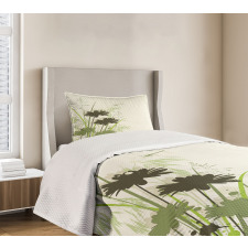 Flowers Leaves Dragonfly Bedspread Set