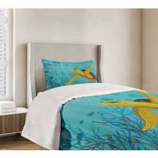 Cartoon Turtle Coral Bedspread Set