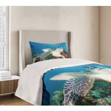 Green Turtle Coral Bedspread Set