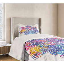 Vivid Colored Lotus Bedspread Set