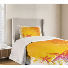 Exotic Flowers Seastars Bedspread Set