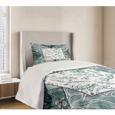 Leaves Chevron Flower Mix Bedspread Set