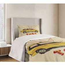 Pop Art Taxi Cab Vintage Bedspread Set