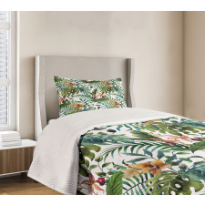 Palm Tree Flowers Hibiscus Bedspread Set