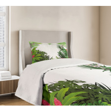 Hibiscus Anthurium Leaves Bedspread Set