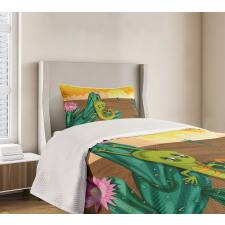 Cartoon Desert Landscape Bedspread Set