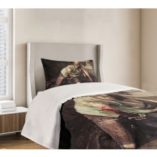 Scary Bloody Man Bedspread Set