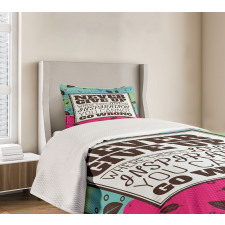 Never Give up Frame Retro Bedspread Set