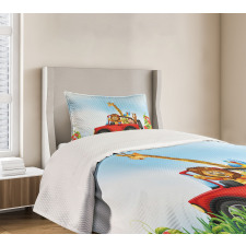 Cartoon Wildlife Animals Bedspread Set