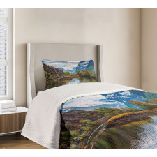 Snowy Norway Mountains Bedspread Set