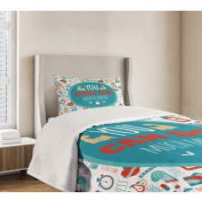 Encouraging Gym Phrase Bedspread Set