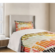 Grunge Frame with Words Bedspread Set