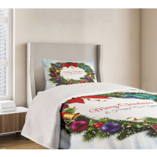 Round Green Wreath Bedspread Set