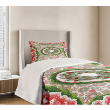 Fir Wreath Ornaments Bedspread Set