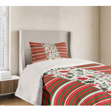 Stripes Floral Border Bedspread Set