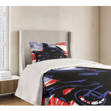 Man on Motorcycle Bedspread Set