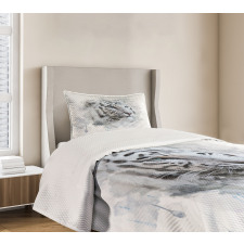 White Tiger Portrait Bedspread Set