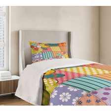 Flower Polka Dots Mix Bedspread Set