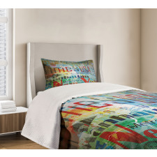 Grunge Words Culture Bedspread Set