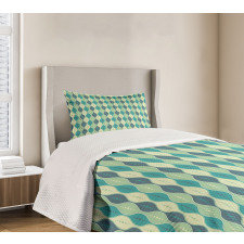 Oval Curved Lines Dots Bedspread Set