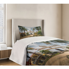 Mayan Town with Palms Bedspread Set