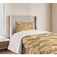 Village Town Houses Roofs Bedspread Set
