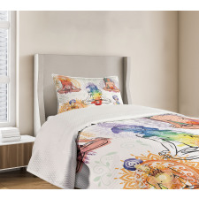 Men in Watercolors Sketch Bedspread Set