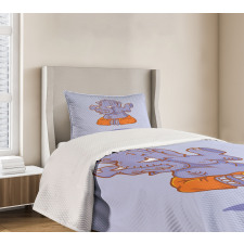 Cartoon Elephant Figure Bedspread Set