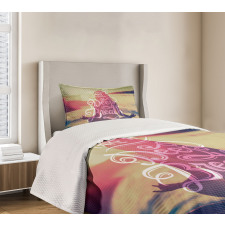 Woman Calm Sunset Beach Bedspread Set