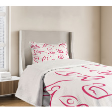 Doodle Women Exercises Bedspread Set