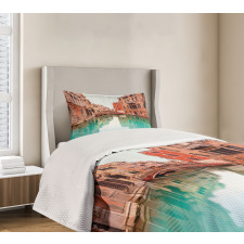 Water Canal Bridge Boat Bedspread Set