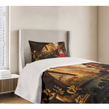 Woman in Red Cloak Mask Bedspread Set