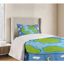 Kids Drawing of Planet Bedspread Set