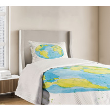 Watercolor Style Planet Bedspread Set