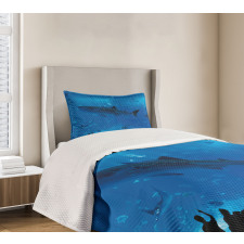 Aquarium Park and People Bedspread Set