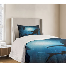 Fish Silhouettes Swimming Bedspread Set