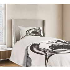 Wild Fish with Open Mouth Bedspread Set
