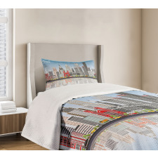 Cityscape Skyscrapers Bedspread Set